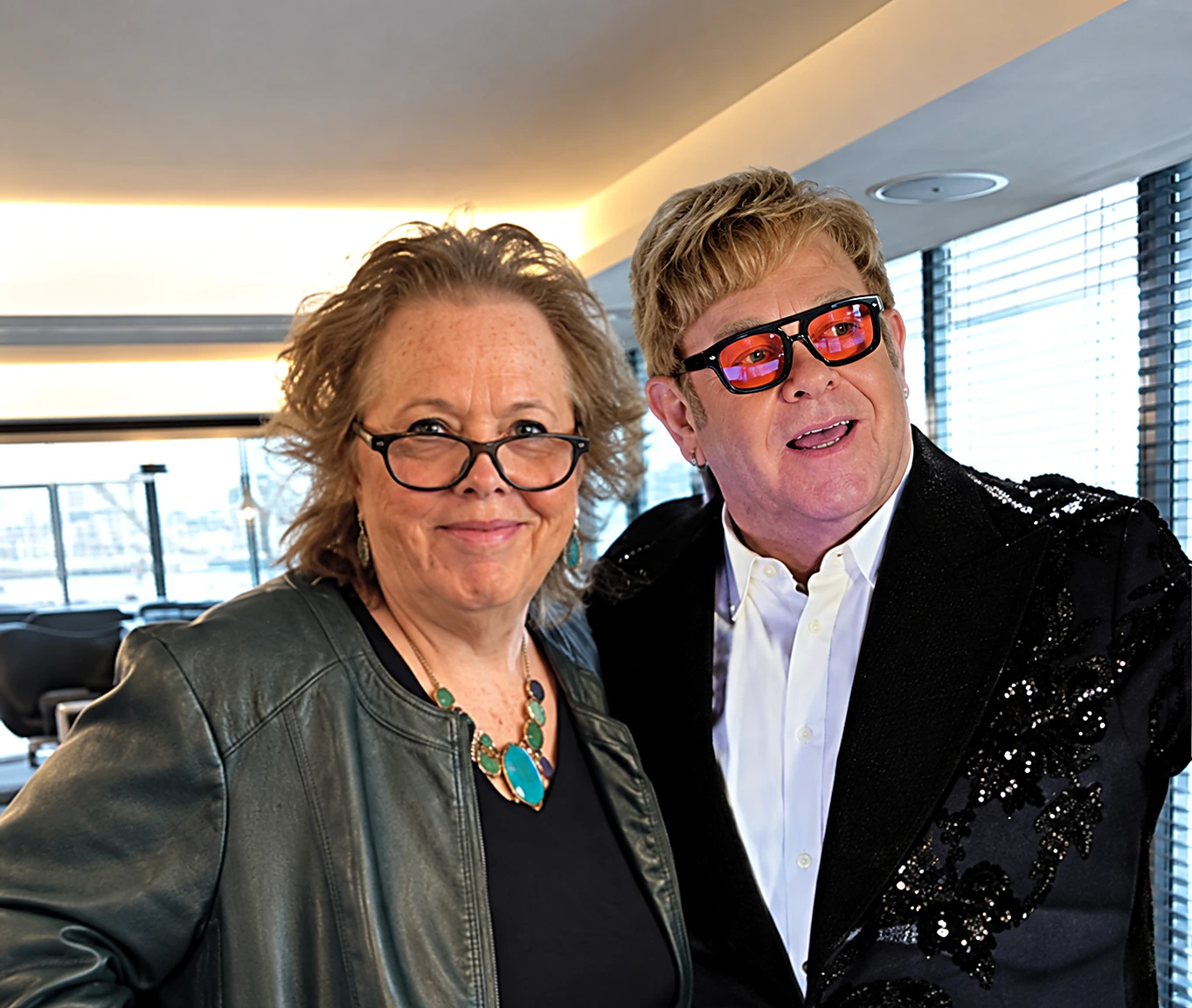 Andrea Sims with Elton John